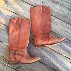 diesel brown leather knee high riding boots
